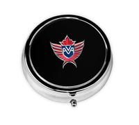 RRKDOY Flying Icon Printing Round Mini Pill Box with 3 compartments for Pill Storage and Portable Travel