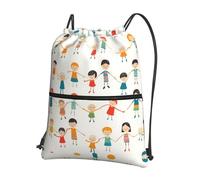 RRKDOY Friends dancing happily Printed Drawstring Zipper Backpack Strong and lightweight for Hiking Camping