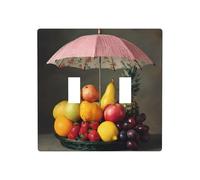 RRKDOY Fruit under the umbrella Textile Prints Switch cover decorative wall panel suitable for residential and commercial areas 4.5x4.5 In