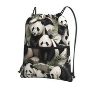 RRKDOY Giant panda watching the fun Printed Drawstring Zipper Backpack Strong and lightweight for Hiking Camping