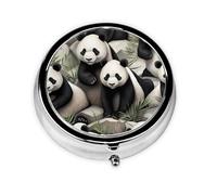 RRKDOY Giant Panda Watching The Fun Printing Round Mini Pill Box with 3 compartments for Pill Storage and Portable Travel