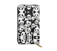 RRKDOY Giant pandas huddled together Picture Women's leather long handheld wallet large capacity credit card zipper bag