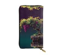 RRKDOY Grape vines on the cliff Picture Women's leather long handheld wallet large capacity credit card zipper bag