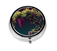 RRKDOY Grape Vines on The Cliff Printing Round Mini Pill Box with 3 compartments for Pill Storage and Portable Travel