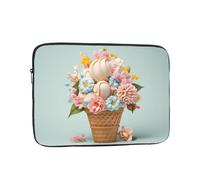 RRKDOY Ice Cream and Flowers Printed Shockproof Portable Laptop Sleeve Bag 13 inch for Men Women Business Travel, Office Daily Use