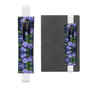RRKDOY Leather Pen Holder Bookmark Hydrangea in bloom Printed for Hardcover Journals, Diaries, Planners - Adjustable Strap Band Pouch, White, One Size