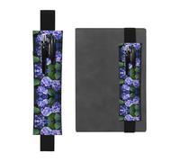 RRKDOY Leather Pen Holder Bookmark Hydrangea in bloom Printed for Hardcover Journals, Diaries, Planners - Adjustable Strap Band Pouch, Black, One Size