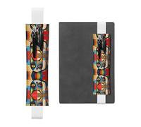 RRKDOY Leather Pen Holder Bookmark Modern Art Cat Printed for Hardcover Journals, Diaries, Planners - Adjustable Strap Band Pouch