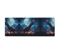 RRKDOY Little Dinosaur Next to The Moon Pattern Gaming Mouse pad XXL Large Mouse Mat Long Extended Mouse Pad Desk Mat Non-Slip Rubber Mice Pads Stitched Edges Thin Pad 31.5 x 11.8 x 0.12 in