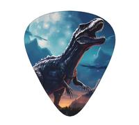 RRKDOY Little dinosaur next to the moon Printing Guitar plectrum 12 pieces with three thickness plectrum combinations suitable for bass and ukulele