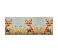 RRKDOY Little Fox in The Field Pattern Gaming Mouse pad XXL Large Mouse Mat Long Extended Mouse Pad Desk Mat Non-Slip Rubber Mice Pads Stitched Edges Thin Pad 31.5 x 11.8 x 0.12 in
