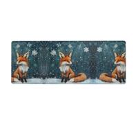 RRKDOY Little Fox Under The Snow Pattern Gaming Mouse pad XXL Large Mouse Mat Long Extended Mouse Pad Desk Mat Non-Slip Rubber Mice Pads Stitched Edges Thin Pad 31.5 x 11.8 x 0.12 in