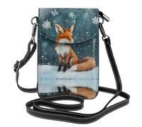 RRKDOY Little fox under the snow Picture Crossbody bag, mobile phone bag, women's small wallet, a practical gift suitable for going out, exercising, and shopping