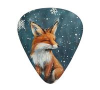 RRKDOY Little fox under the snow Printing Guitar plectrum 12 pieces with three thickness plectrum combinations suitable for bass and ukulele