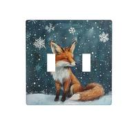 RRKDOY Little fox under the snow Textile Prints Switch cover decorative wall panel suitable for residential and commercial areas 4.5x4.5 In
