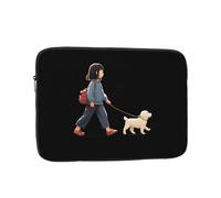 RRKDOY Little Girl Walking The Dog Printed Shockproof Portable Laptop Sleeve Bag 10 inch for Men Women Business Travel, Office Daily Use