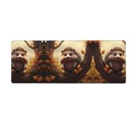 RRKDOY Little Hedgehog on The Tree Pattern Gaming Mouse pad XXL Large Mouse Mat Long Extended Mouse Pad Desk Mat Non-Slip Rubber Mice Pads Stitched Edges Thin Pad 31.5 x 11.8 x 0.12 in