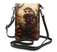 RRKDOY Little hedgehog on the tree Picture Crossbody bag, mobile phone bag, women's small wallet, a practical gift suitable for going out, exercising, and shopping