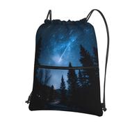 RRKDOY Meteor shower track Printed Drawstring Zipper Backpack Strong and lightweight for Hiking Camping