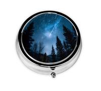 RRKDOY Meteor Shower Track Printing Round Mini Pill Box with 3 compartments for Pill Storage and Portable Travel