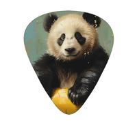 RRKDOY Panda on a banana Printing Guitar plectrum 12 pieces with three thickness plectrum combinations suitable for bass and ukulele
