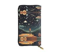 RRKDOY Praying under the starry sky Picture Women's leather long handheld wallet large capacity credit card zipper bag