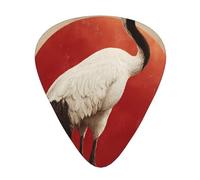 RRKDOY Red-crowned Crane Printing Guitar plectrum 12 pieces with three thickness plectrum combinations suitable for bass and ukulele