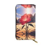 RRKDOY Red rose in the desert Picture Women's leather long handheld wallet large capacity credit card zipper bag