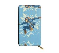 RRKDOY Solitary Monkey Jumping Picture Women's leather long handheld wallet large capacity credit card zipper bag