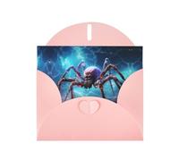 RRKDOY Stylish Big Spider In The Starry Sky Printed Greeting Card With Pearl Paper For Various Occasions