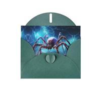 RRKDOY Stylish Big Spider In The Starry Sky Printed Greeting Card With Pearl Paper For Various Occasions