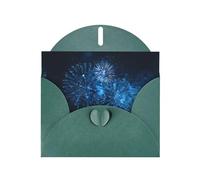 RRKDOY Stylish Blue Fireworks In The Night Sky Printed Greeting Card With Pearl Paper For Various Occasions