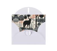 RRKDOY Stylish Charming Cat In The Jungle Printed Greeting Card With Pearl Paper For Various Occasions