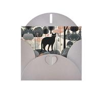 RRKDOY Stylish Charming Cat In The Jungle Printed Greeting Card With Pearl Paper For Various Occasions