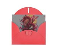 RRKDOY Stylish Dragons And Cherry Blossoms Printed Greeting Card With Pearl Paper For Various Occasions