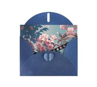 RRKDOY Stylish Film Cherry Blossoms Printed Greeting Card With Pearl Paper For Various Occasions