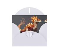 RRKDOY Stylish Flame Dinosaur Printed Greeting Card With Pearl Paper For Various Occasions