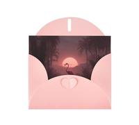 RRKDOY Stylish Flamingos In The Morning Printed Greeting Card With Pearl Paper For Various Occasions