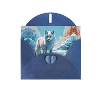 RRKDOY Stylish Glacier Blue Fox Track Printed Greeting Card With Pearl Paper For Various Occasions