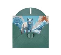 RRKDOY Stylish Glacier Blue Fox Track Printed Greeting Card With Pearl Paper For Various Occasions