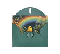 RRKDOY Stylish Little Birds Under The Rainbow Printed Greeting Card With Pearl Paper For Various Occasions