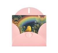 RRKDOY Stylish Little Birds Under The Rainbow Printed Greeting Card With Pearl Paper For Various Occasions