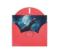 RRKDOY Stylish Little Dinosaur Next To The Moon Printed Greeting Card With Pearl Paper For Various Occasions