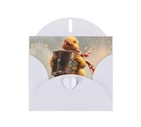 RRKDOY Stylish Little Duck Playing The Organ Printed Greeting Card With Pearl Paper For Various Occasions