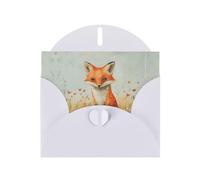 RRKDOY Stylish Little Fox In The Field Printed Greeting Card With Pearl Paper For Various Occasions