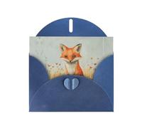 RRKDOY Stylish Little Fox In The Field Printed Greeting Card With Pearl Paper For Various Occasions