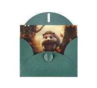RRKDOY Stylish Little Hedgehog On The Tree Printed Greeting Card With Pearl Paper For Various Occasions