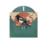 RRKDOY Stylish Magpies On Plum Blossoms Printed Greeting Card With Pearl Paper For Various Occasions