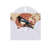 RRKDOY Stylish Magpies On Plum Blossoms Printed Greeting Card With Pearl Paper For Various Occasions