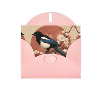 RRKDOY Stylish Magpies On Plum Blossoms Printed Greeting Card With Pearl Paper For Various Occasions